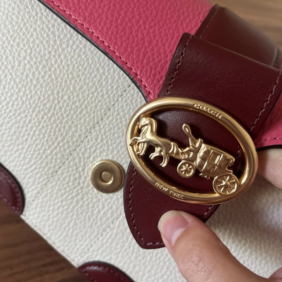 Coach Georgie Colorblock Shoulder Bag in Chalk/Confetti Pink Multi - Picture 8 of 8